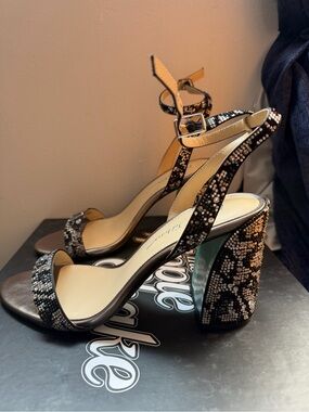 BRAND NEW! Blue by BETSEY JOHNSON Jet Rhinestone Dress Sandals